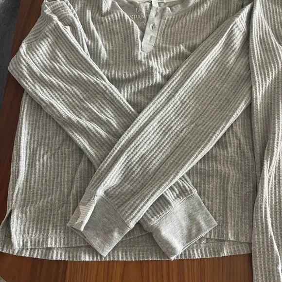 Gray Ribbed Henley Pajama Set - Picture 5 of 6